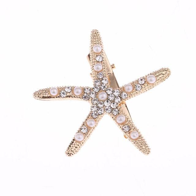 Pearl gold and silver starfish hair clip Starfish Bridal Hair Clip (Gold and Silver) - Wedding Hair  main image 4