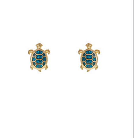 Turq Pave Turtle Earrings - RubyVanilla