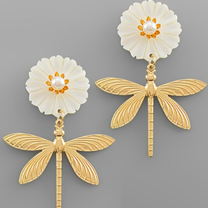 Dragonfly Flower Earrings - RubyVanilla