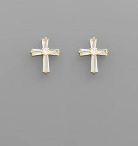 CZ Cross Earrings - RubyVanilla