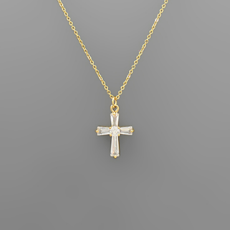 CZ Cross Necklace- Silver or Gold – RubyVanilla