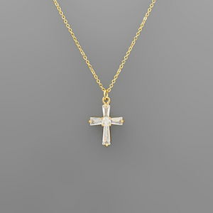 CZ Cross Necklace- Silver or Gold - RubyVanilla