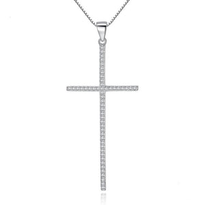 Sterling Silver Cross Necklace - CZ Crystals - RubyVanilla