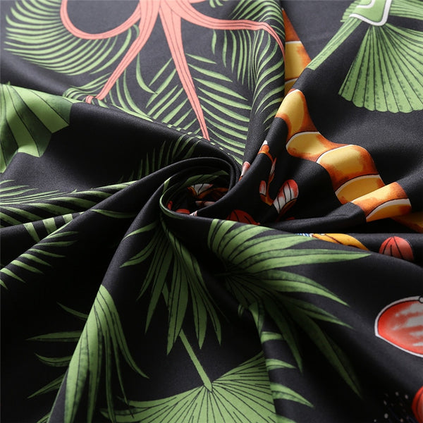 Tropical Silk Scarf - Black - RubyVanilla