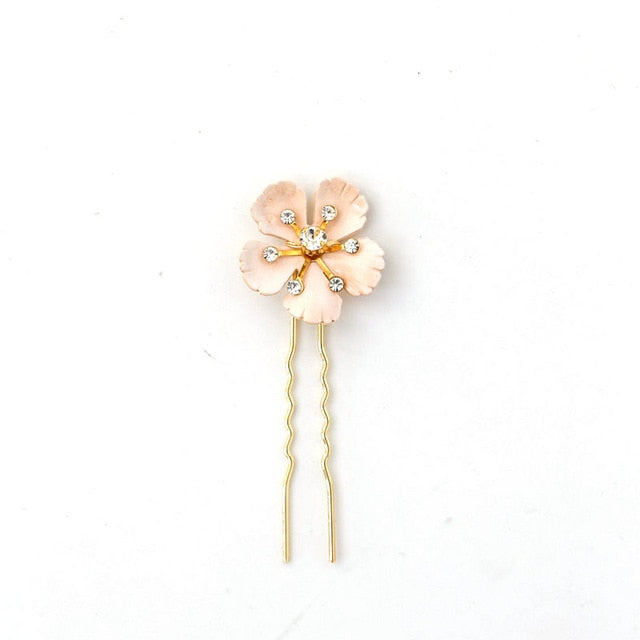 Enamel Flower with Green Leaves Hair Accessories – RubyVanilla display picture 1