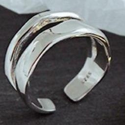 Adjustable Double Layer Wave Sterling Silver Ring - RubyVanilla
