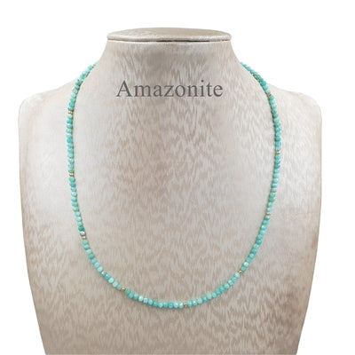 Amazonite Necklace with Sterling Silver plated in 18k Gold, available in 4 lengths - RubyVanilla