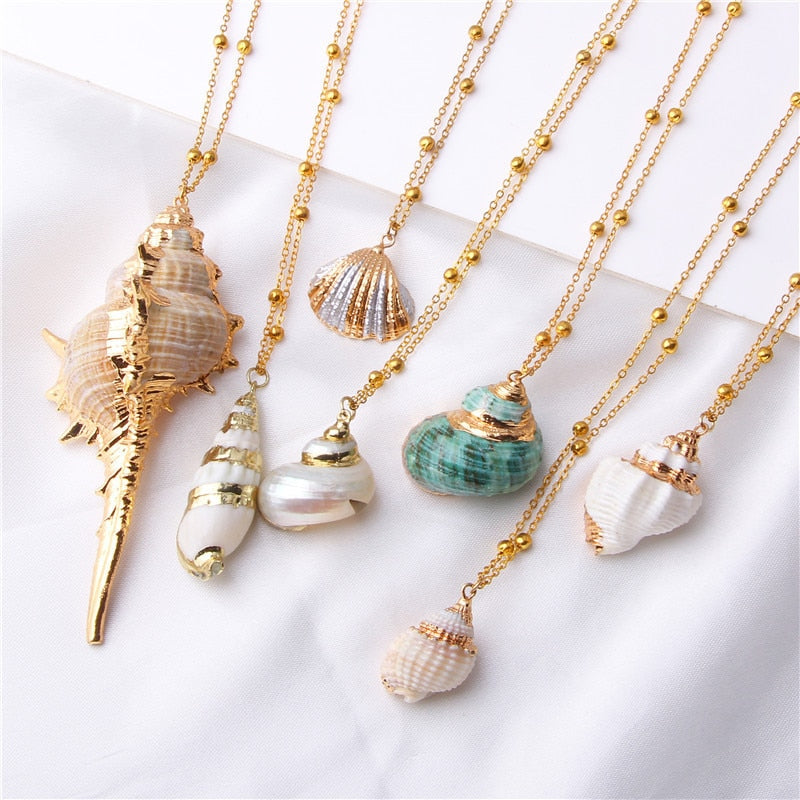 Shell Pendant Necklace Green – RubyVanilla