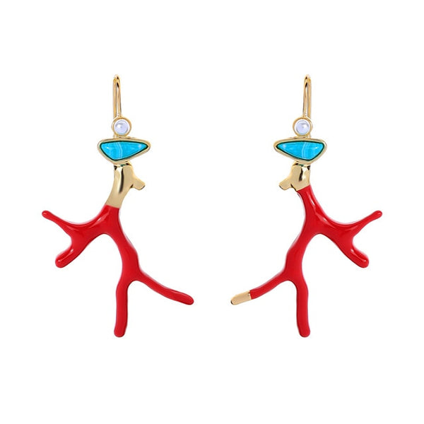 Faux Coral Drop Earrings - RubyVanilla