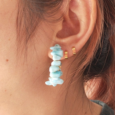 Blue Larimar Hoop Earrings - RubyVanilla