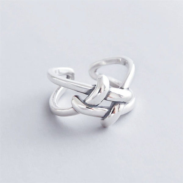 Adjustable Weaving Knot Sterling Silver Ring - RubyVanilla