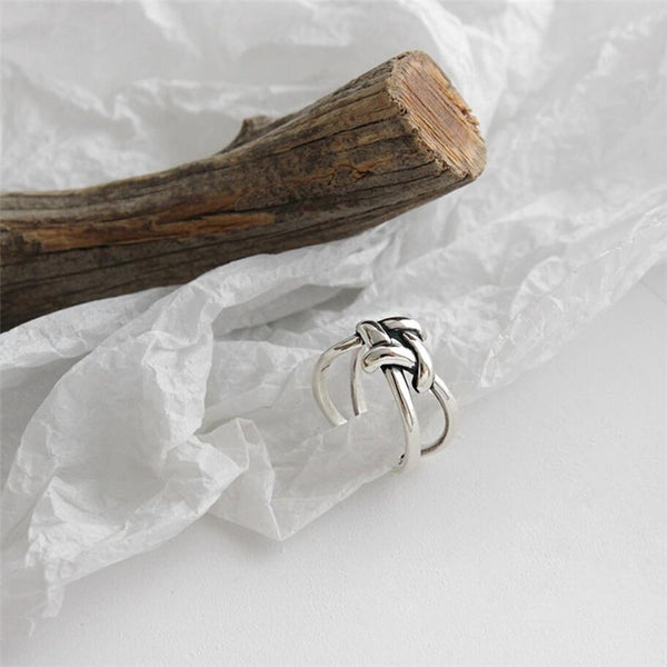 Adjustable Weaving Knot Sterling Silver Ring - RubyVanilla