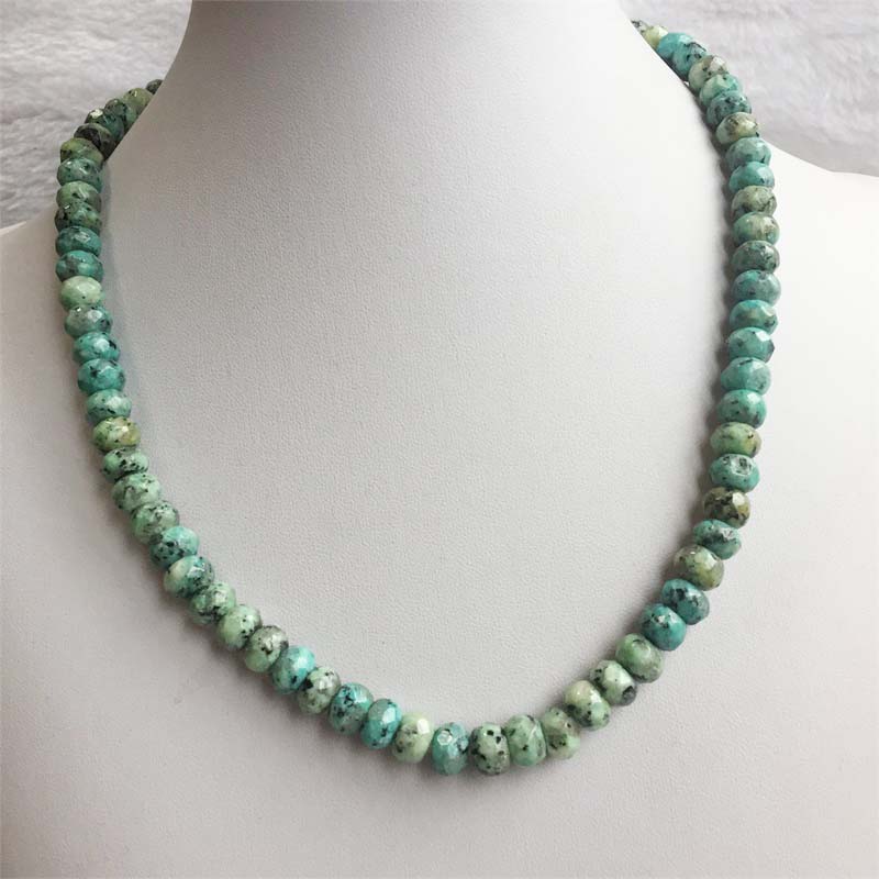 Faceted Green Africa Turquoise Necklace - RubyVanilla
