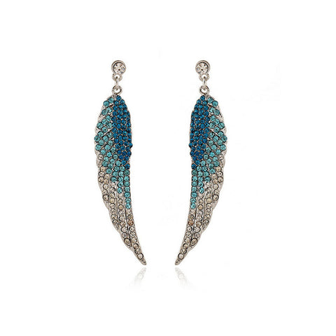 Angel Wing Feather Crystal Earrings - RubyVanilla