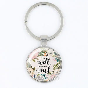 "It is Well With My Soul" Floral Key Chain - RubyVanilla